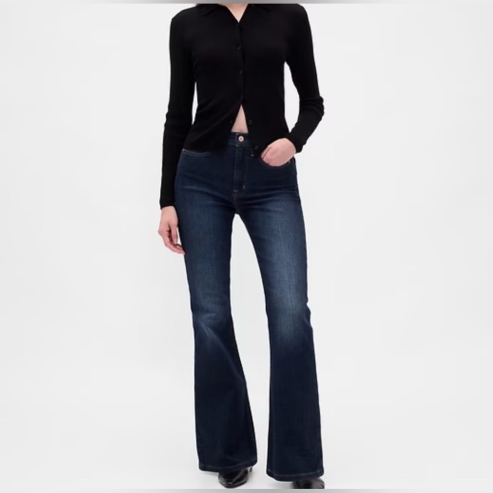 Gap 70s Dark Denim Flare High Rise Jeans Size 29/8 - Picture 2 of 11